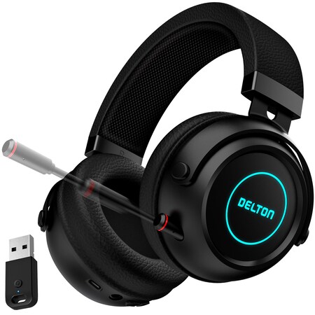 Delton G520 Wireless Computer Headset Stereo Gaming Headphones w/ Retractable Microphone Auto Pair USB DBHG520